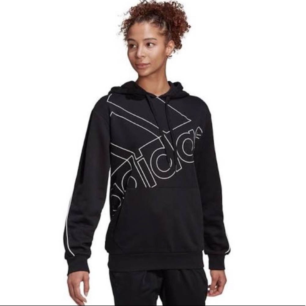 Adidas Favorites Q1 Long Sleeve ‘Black/White’ Hoodie Woman’s Size Small